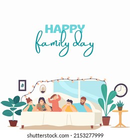 vector illustration of cartoon graphics of people, family, text. top view, perfect for backdrops, social media and commemorating international family day