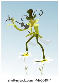 Vector illustration of cartoon Grasshopper