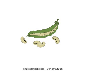 Ilustración vectorial de los granos verdes de dibujos animados aislados sobre fondo blanco