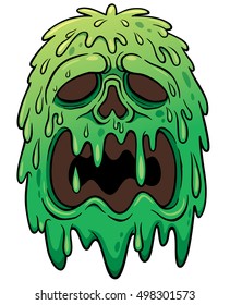Vector illustration of Cartoon Green Monster Face