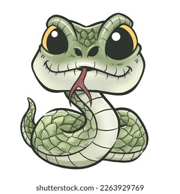 Vector Illustration of Cartoon Green Snake