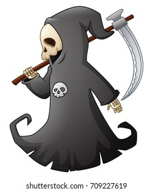 Cartoon Grim Reaper Scythe Vector Illustration Stock Vector (Royalty ...