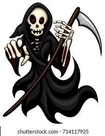 Vector illustration of a cartoon grim reaper.