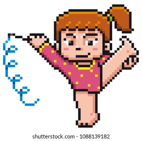 Vector illustration of Cartoon Gymnastic player - Pixel design