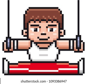 Vector illustration of Cartoon Gymnastic player - Pixel design