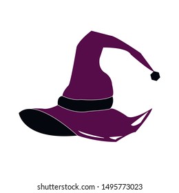 Vector illustration of a cartoon Halloween witch hat. Witch hat with buckle isolated on white background. Design element for Halloween.