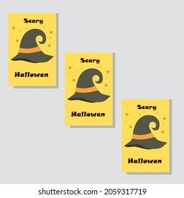 Vector illustration of a cartoon Halloween witch hat. Witch hat with buckle isolated on white background. Design element for Halloween.