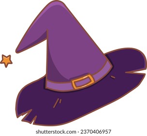 Vector illustration of a cartoon Halloween witch hat.