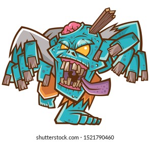 Vector illustration of Cartoon halloween Zombie running