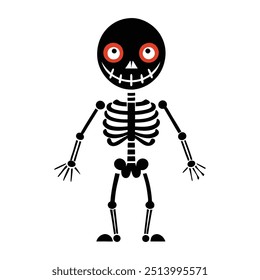  Vector illustration of a cartoon Halloween-style-skeleton