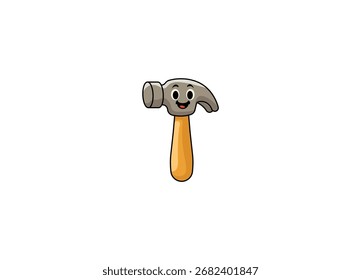 Ilustração vetorial de martelo de desenho animado sobre fundo branco	