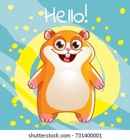 Vector illustration of cartoon hamster. Hello.