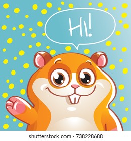 Vector illustration of cartoon hamster. Hi