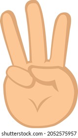 Vector illustration of a cartoon hand counting to three