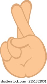 Vector illustration of a cartoon hand crossing fingers