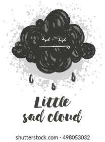 Vector illustration with cartoon hand drawn cloud. Design for baby, child or adult clothing like shirts or pajamas