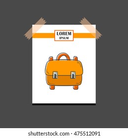 Vector illustration with cartoon hand isolated cute school backpack. Vector Back To School icon. Hand drawn school or preschool isolated object. Education equipment vector cartoon icon