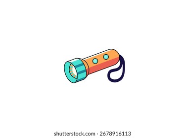 Ilustración vectorial de la linterna de la mano de la historieta en estilo minimalista	