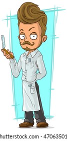 A vector illustration of cartoon handsome bearded stylist barber
