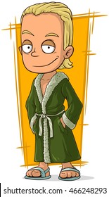 A vector illustration of cartoon handsome blond guy in bathrobe