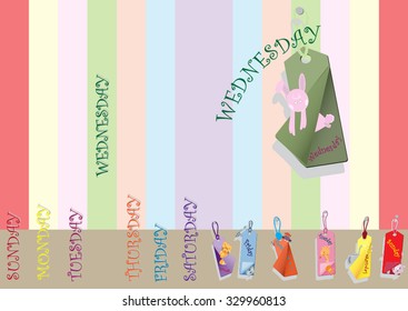 Vector illustration cartoon happy animals pig elephant giraffe rabbit hippo raccoon tiger on the diary bookmark