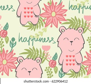 vector illustration of a cartoon happy bear