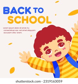 ilustración vectorial del niño feliz de dibujos animados de vuelta a la escuela