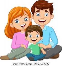 Vector illustration of cartoon a happy family