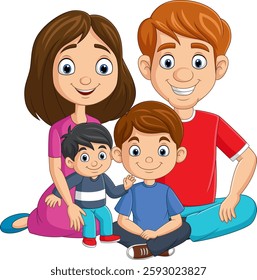 Vector illustration of cartoon a happy family
