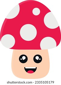 Vector illustration of a cartoon of a happy mushroom.