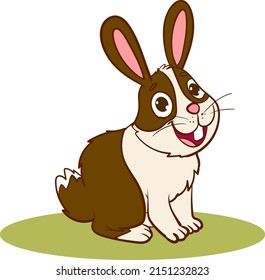 Vector illustration of cartoon happy rabbit isolated on white background