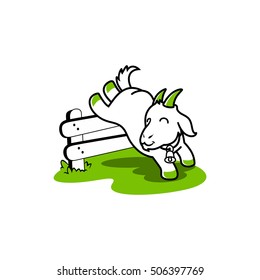 Vector illustration of Cartoon happy sheep jumping isolated on white background