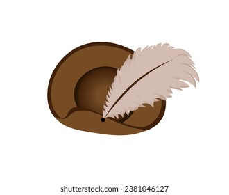 Vector illustration of a cartoon hat with a feather