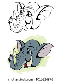 Vector illustration of cartoon head of an elephant