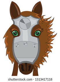 Vector illustration of the cartoon of the head of the warhorse