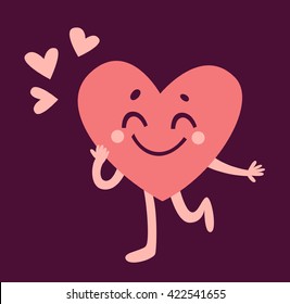 Vector illustration of a cartoon heart character happy and in love.
