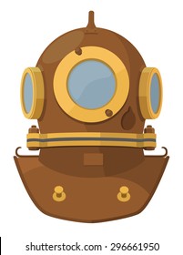 Vector illustration. Cartoon heavy diving helmet