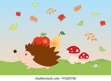 Vector illustration of a cartoon hedgehog