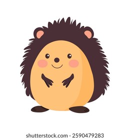 Vector Illustration of Cartoon Hedgehog, egg-shaped, Easter Concept