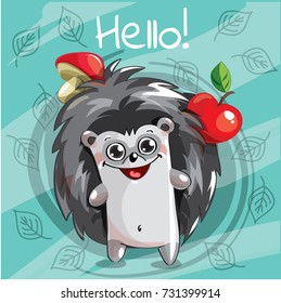Vector illustration of cartoon hedgehog. Hello.