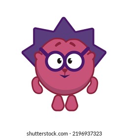 Vector illustration of Cartoon hedgehog. Smeshariki, a toy, a cute animal with thorns in glasses. Drawn cartoon character on white background. Vector line icon for Business and Advertising