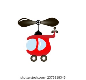 Vector illustration of cartoon helicopter isolated on white background