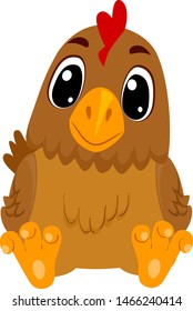 Vector Illustration of Cartoon Hen in sitting position