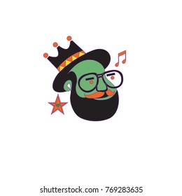 Vector illustration cartoon hipster men for logo and icon