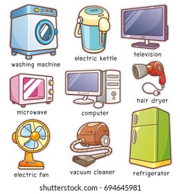 Vector Illustration of Cartoon Home electronics vocabulary