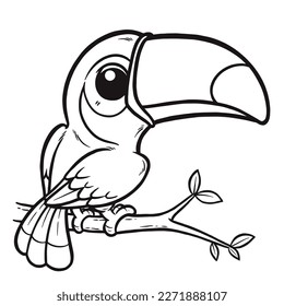 Ilustración vectorial de Cartoon Hornbill - Libro de colorear para niños