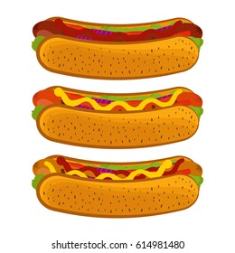 Vector illustration of cartoon hot dogs
