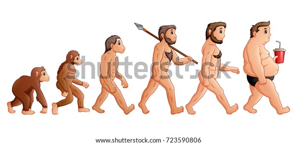 人間の進化を描いた漫画のベクターイラスト のベクター画像素材 ロイヤリティフリー