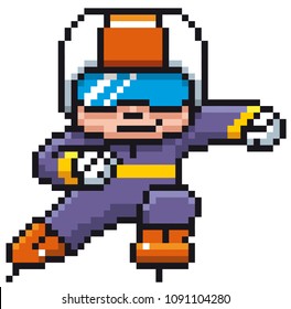 Vector illustration of Cartoon Ice skating player - Pixel design