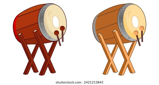 Vector illustration of cartoon icon set of bedug drum, perfect for decoration of Ramadan greeting cards, icons, etc